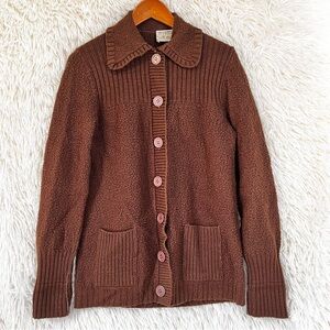 Montana Woolen Shop Vintage Cardigan Sweater Women Size Small Brown Bozeman USA